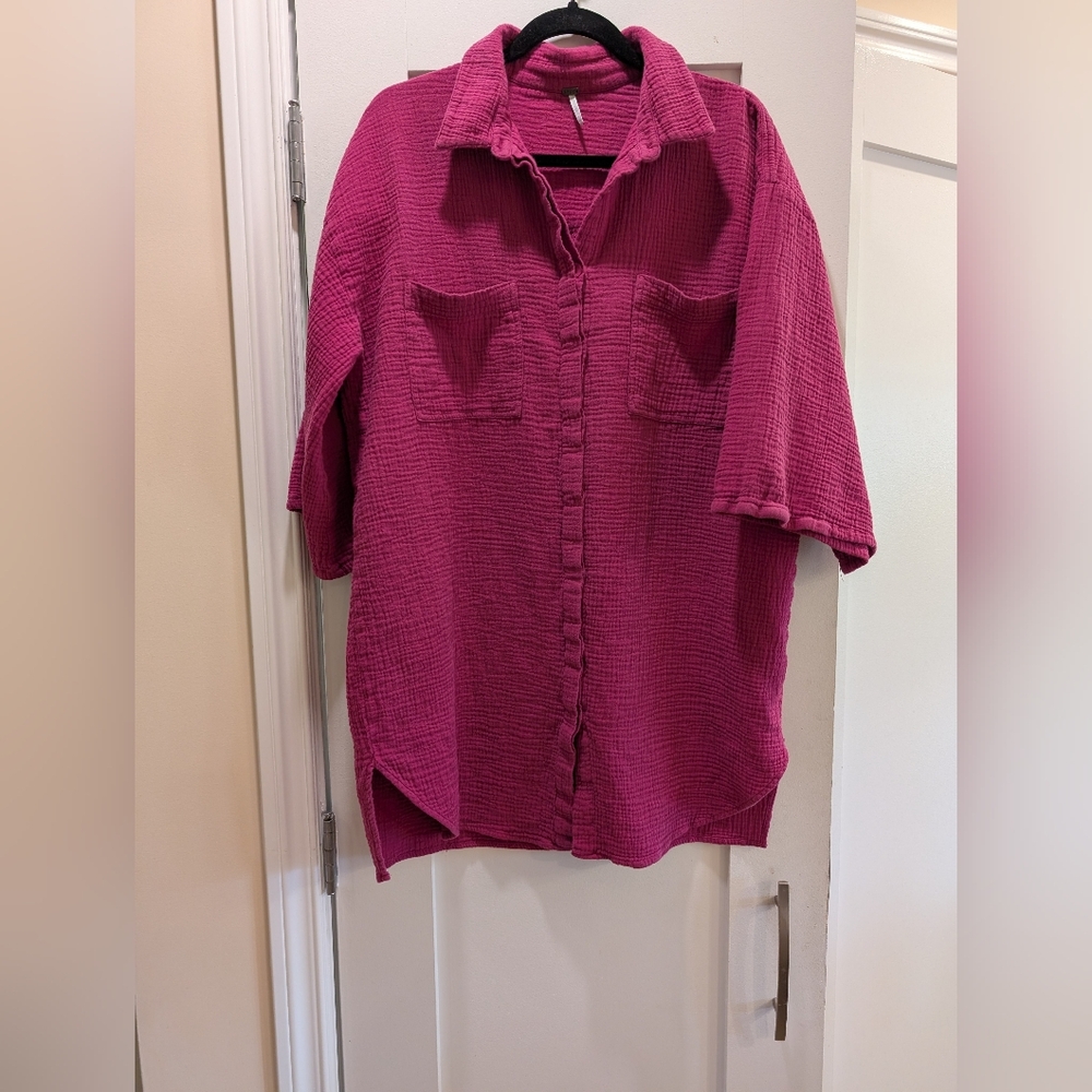 YFB Crinkle Cotton Oversized Tunic,M
